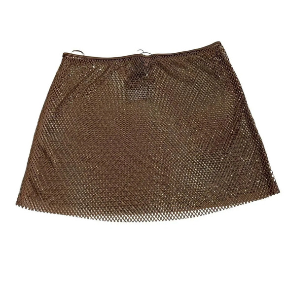Swarovski X Skims Stretch Net Mini Skirt Gold Size M NWT - Picture 6 of 7